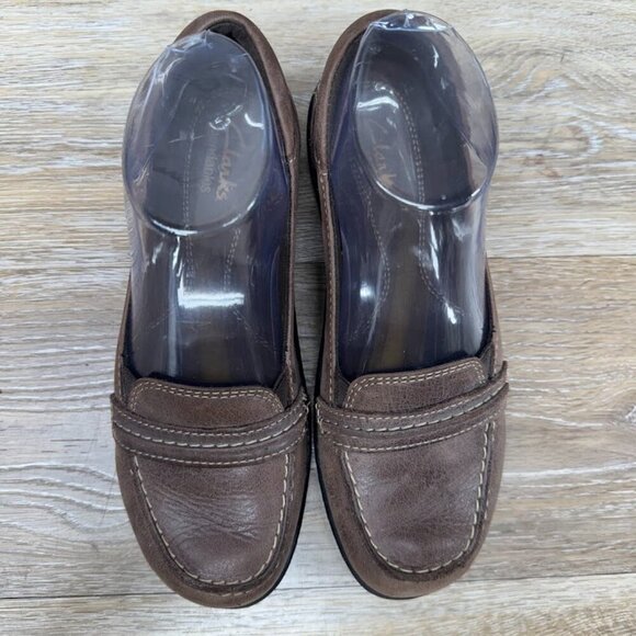 Clarks Bendables Brown Leather Loafers Women's Size 6 - Picture 2 of 7